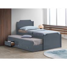 7593 DARK GRAY Wooden Platform Bed w/ Trundle - TWIN-TWIN