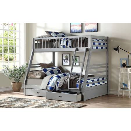 7588-GR GRAY Mission Wooden Bunk Bed - TWIN-FULL