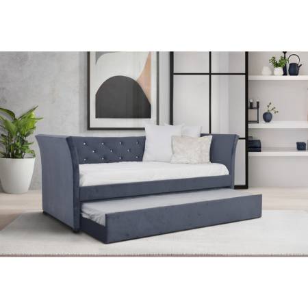7525 DARK GRAY Fabric Day Bed w/ Trundle - TWIN-TWIN