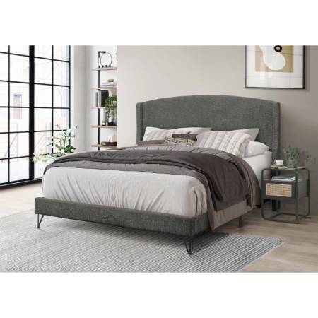 7522-CKING DARK GRAY Fabric Platform Bed - CALIFORNIA KING