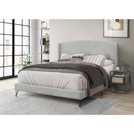 7521-FULL LIGHT GRAY Fabric Platform Bed - FULL