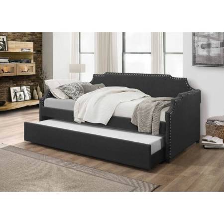 7511 DARK GRAY Fabric Day Bed w/ Trundle - TWIN-TWIN