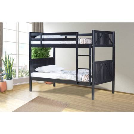 7508 BLACK Solid Wood Bunk Bed - TWIN-TWIN