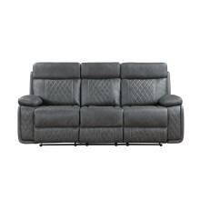 8193-SOFA DARK GRAY Breathable Air Leather Manual Reclining Sofa
