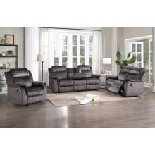 8098-3PC 3PC DARK GRAY Fabric Power Recliners Sofa Set w/ Drop Down Tray