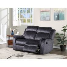 8097-LOVE BLUE GRAY Fabric Power Recliners Loveseat