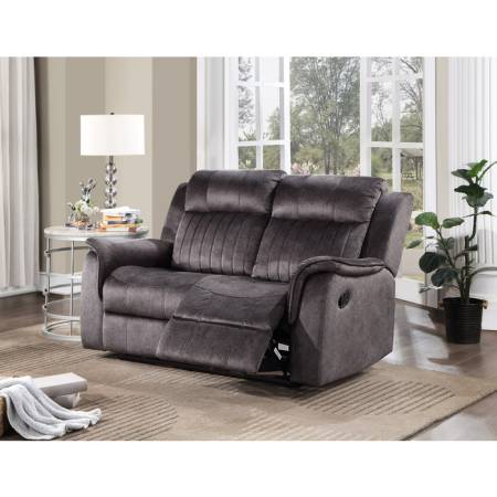 8093-LOVE DARK GRAY Fabric Manual Recliners Loveseat