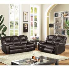 8088-2PC 2PC DARK BROWN Breathable Air Leather Power Recliners Sofa Set w/ USB