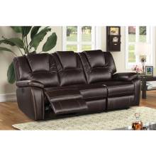 8088-SOFA DARK BROWN Breathable Air Leather Power Recliner Sofa w/ USB