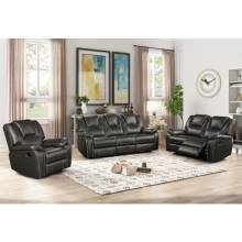 8086-3PC 3PC GRAY Breathable Air Leather Manual Recliners Sofa Set