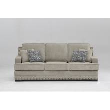 8075-SOFA TAUPE Fabric Stationary Sofa w/ 4 Pillows