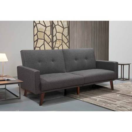 9220 GRAY Fabric Split Back Button Tufted Futon Couch w/ Armrest