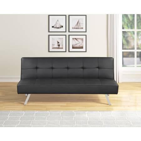 7905 BLACK PVC Tufted Futon Bed w/ Metal Leg