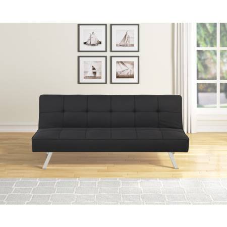 7902 BLACK Fabric Tufted Futon Bed w/ Metal Leg