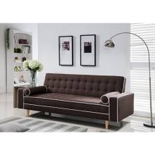 7567-DB BROWN Fabric Futon Sofa Bed w/ Armrest