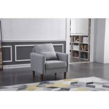 8152-CHAIR LIGHT GRAY Linen Stationary Basic Chair w/ Throw Pillow