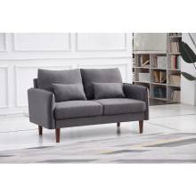 8151-LOVE DARK GRAY Linen Stationary Basic Loveseat w/ Throw Pillows