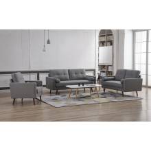 8132-3PC 3PC LIGHT GRAY Linen Stationary Tufted Back Living Room Set w/ Cylinder Throw Pillows