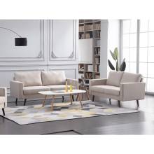 8127-2PC 2PC BEIGE Linen Stationary Basic Living Room SET