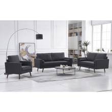 8112-3PC 3PC DARK GRAY Linen Stationary Tufted Seat Living Room Set w/ Cylinder Throw Pillows