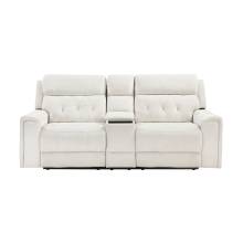 9670BE-2PWH Power Double Reclining Love Seat with Center Console, Power Headrests, Hidden Arms Cup Holders, Charging Ports and Wireless Charger