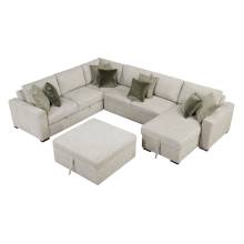 8548*6VC2ACR2ACLAOT 5-Piece Sectional with Reversible Chaise, Pull-out Bed and Ottoman