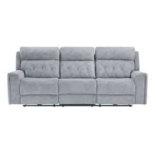 9670GY-3PWH Power Double Reclining Sofa with Power Headrests, Hidden Arms Cup Holders and Charging Ports