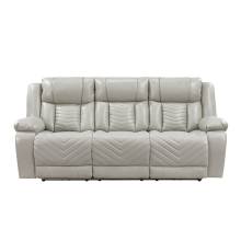 8457GRY-3PW Power Double Reclining Sofa with Center Drop-Down Cup Holders, Wireless Charger, Magazine Bag, LED and Charging Ports