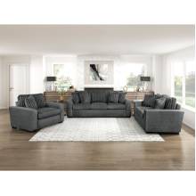 9720DGY*3 3PC SETS Sofa + Love Seat + Chair