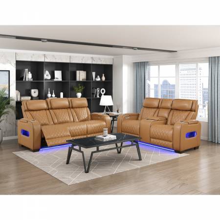 9516BRW*2PWH 2pc Set: Sofa, Love (Power)
