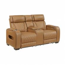 9516BRW-2PWH Power Double Reclining Love Seat with Center Console, Power Headrests, Storage Arms(Top and Side), Cup holders, Charging Ports and LED lighting