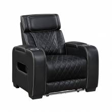 9516BLK-1PWH Power Reclining Chair with Power Headrest, Cup holders and Storage Arms(Top and Side), Charging Ports and LED lighting