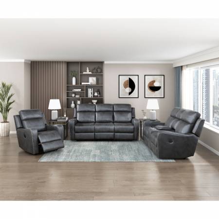 9515DGY-PW-3PC 3PC SETS Power Double Reclining Sofa + Love Seat + Chair