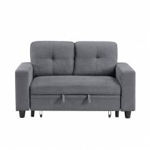 9705GY-2* Love Seat with Pull-out Bed, Shelves and Charging Ports