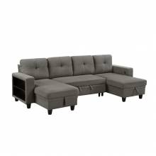 9705DB*42AVC Sectional with Two Chaises, Pull-out Bed, Shelves and Charging Ports