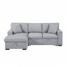9630GY*2LC2R Sectional with Left Chaise, Pull-out Bed and Hidden Storage, Charging Ports