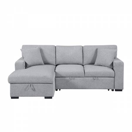 9630GY*2LC2R Sectional with Left Chaise, Pull-out Bed and Hidden Storage, Charging Ports
