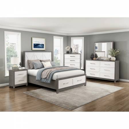 1366-1*5 5PC SETS Queen Platform Bed with Footboard Storage