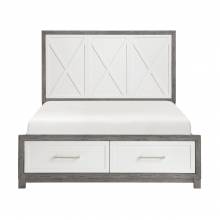 1366-1* Queen Platform Bed with Footboard Storage