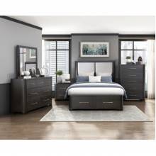 1381-1*4 4PC SETS Queen Platform Bed with Footboard Storage