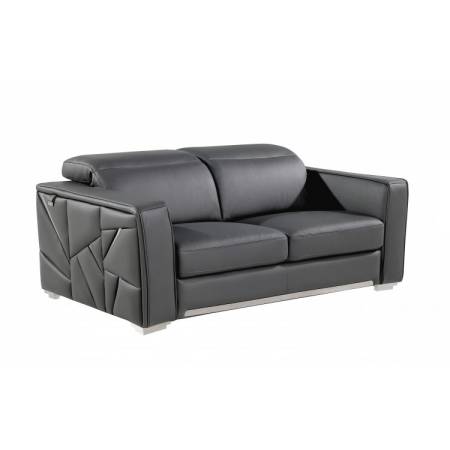 1120 - Global United Dark Grey Top Grain Italian Leather Loveseat