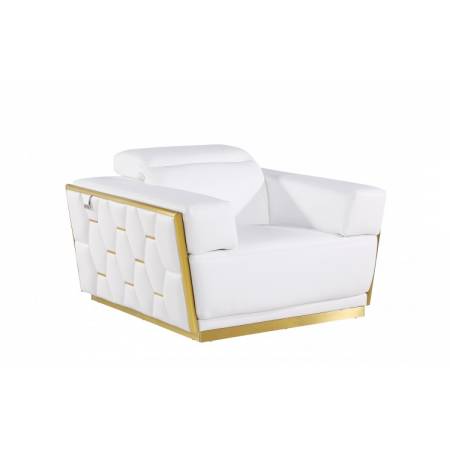 1111 - Global United White Top Grain Italian Leather Chair