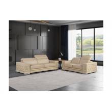296 - Global United Genuine Beige Leather 2-Pc Set