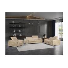 296 - Global United Genuine Beige Leather 3-Pc Set