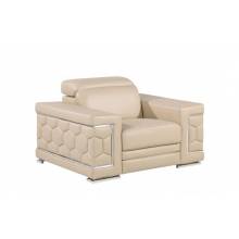 296 - Global United Genuine Beige Leather Chair