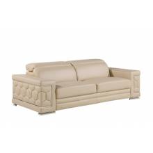 296 - Global United Genuine Beige Leather Sofa