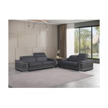 296 - Global United Genuine Gray Leather 2-Pc Set