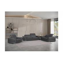 296 - Global United Genuine Gray Leather 3-Pc Set