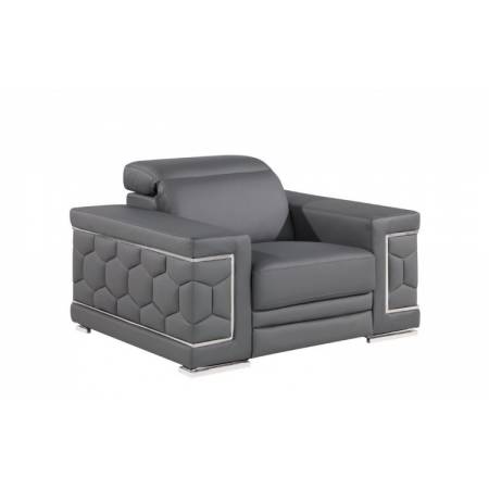 296 - Global United Genuine Gray Leather Chair