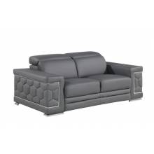 296 - Global United Genuine Gray Leather Loveseat